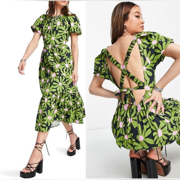 Topshop Cotton Floral Maxi Dress - size 6US - Picture 2 of 8